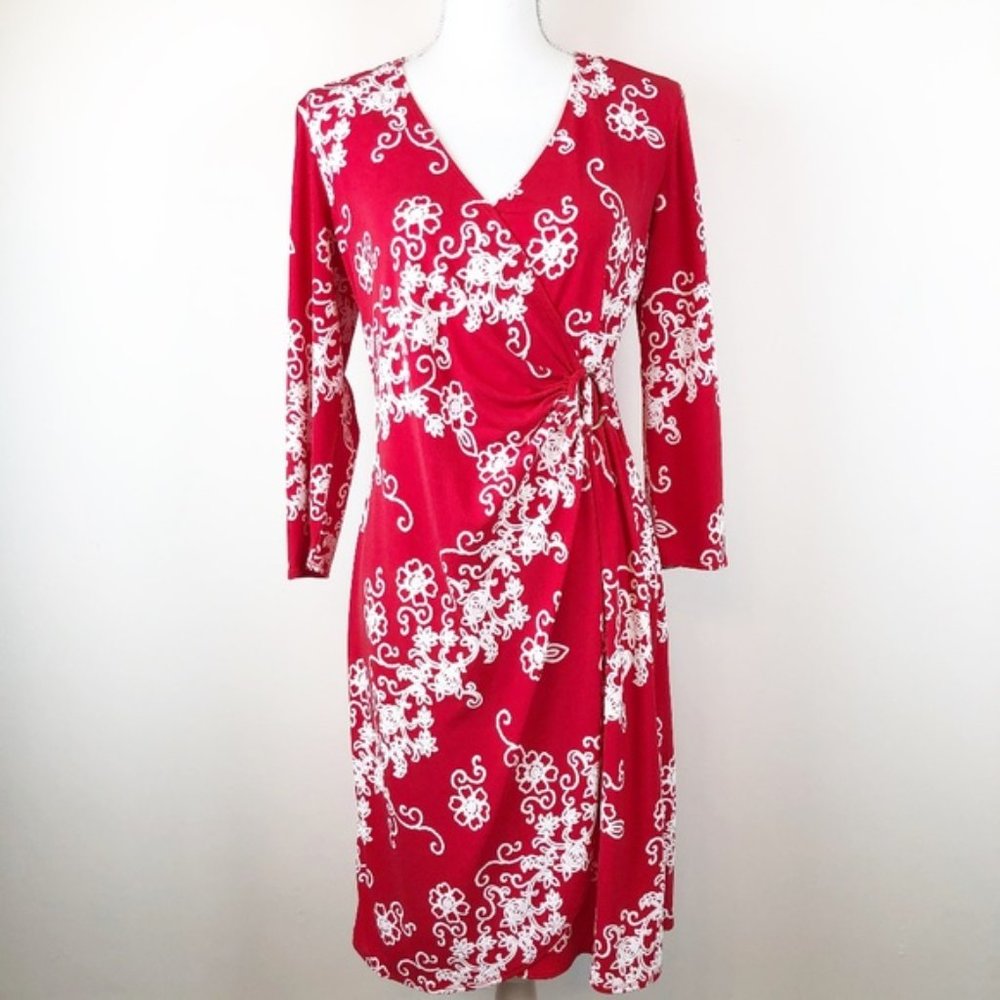 GLAMOUR Red & White Textured Dress Size 10